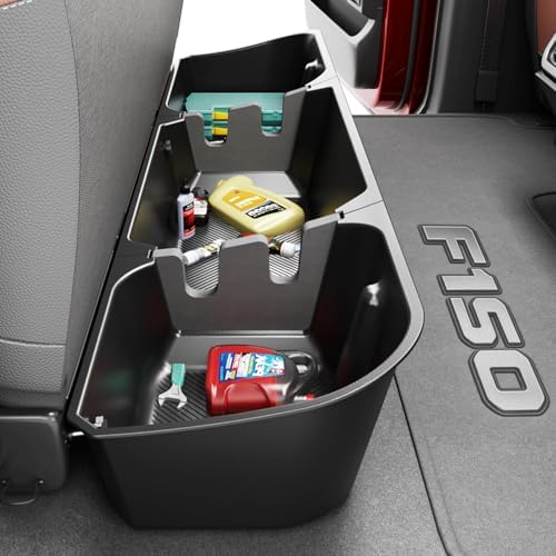Tuyoung Under Seat Storage Boxes for 2015-2026 Ford F-150 F150 | SuperCrew Cab 2017-2026 F-250/F-350/F-450/F-550 Super Duty Heavy Duty Rear Truck Under Back Seat Box Organizer Cargo Box