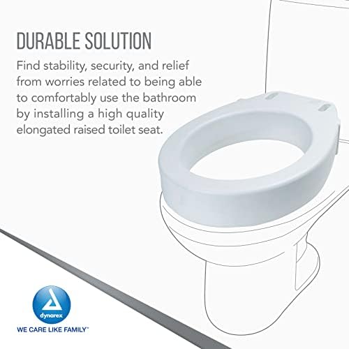 Dynarex Elongated Raised Toilet seat Without arms, Portable