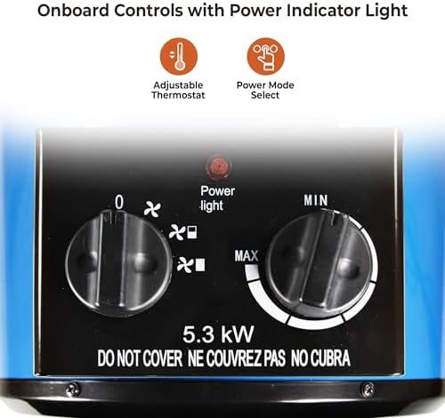 Comfort Zone 5, 300W, 240V Electric Hard-Wired Ceiling Mounted Industrial Garage, Utility Space Heater, NEMA 6-30R, Steel Body, Adjustable Thermostat