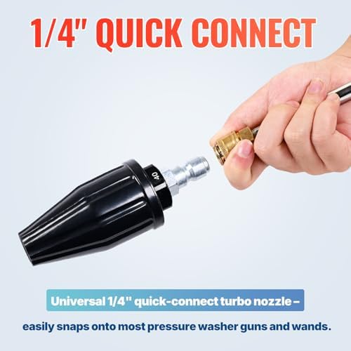 YAMATIC Pressure Washer Turbo Nozzle, 3000 PSI 4.0 GPM | 1/4" Quick Connector, 360° Rotating Spray Tips, Compatible with Ryobi, Greenworks, Craftsman