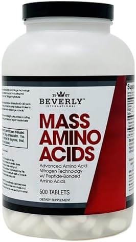 Beverly International Mass Amino Acids, 500 Tablets, Complete Amino Profile | Peptide-Bonded Amino Acids (PBAAs)