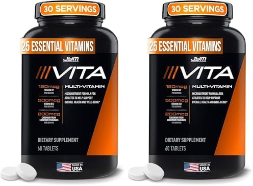 Vita JYM Daily Multivitamin & Mineral Support for Men & Women - 60 Tablets | Iron, Vitamins A, C, B6, B12, E, K2, Boron, Biotin, Potassium, Complete Adult Daily Nutrition Support