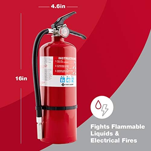 First Alert PRO5 Rechargeable Heavy Duty Plus Fire Extinguisher UL Rated 3-A:40-B:C, Red, 10 lbs | PRO5 Rechargable UL RATED 3-A:40-B:C, Red, 1-Pack