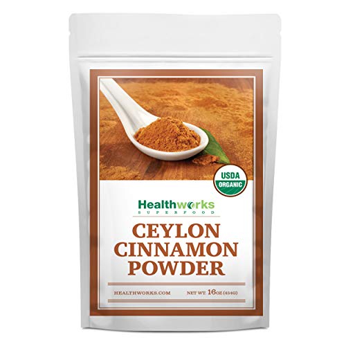 Healthworks Superfoods Organic Ceylon Cinnamon Powder 1 lb Ground Raw Vegan | Organic, Ceylon, Ground, Blood Sugar Support, Non-GMO, Vegan, Keto, For Baking, For Cooking, For Tea, Anti-Inflammatory