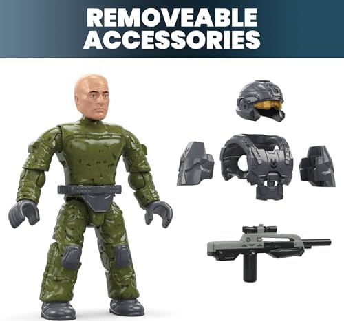 MEGA Halo The Series ATV Building Toys Set, FLEETCOM Mongoose Vehicle with 79 Pieces, 1 Poseable Articulation Figure, Green, Kids or Adults