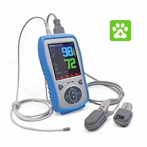 Plus Oximeter Veterinary Handheld Pulse Oximeter for SPO2, Heart Rate, Rectal Temperture, Include Rechargeable Battery (30-Day Guarantee)