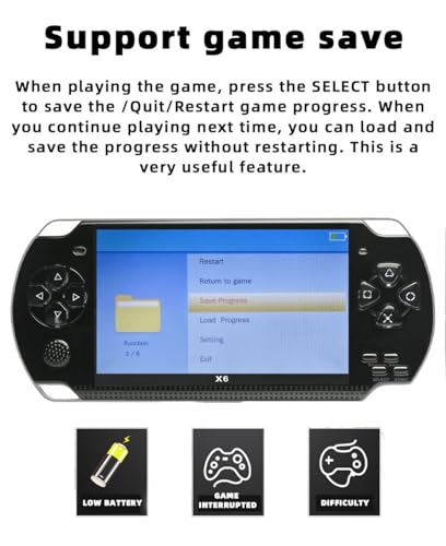 JXD Handheld Game Console 4.3 inch 8GB Built in 2000 Games for Multiple Simulators X6 Retro Video Game Console Mp3/4/Ebook TV Out Mini Hand Portable