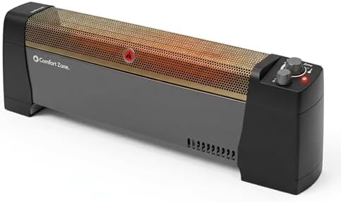 Comfort Zone Electric Baseboard Space Heater with Adjustable Thermostat, Dent-Proof End Panels, Overheat Protection, Tip-Over Switch, & Stay-Cool Body, Ideal for Home, Bedroom, & Office, 1,500W, CZ600