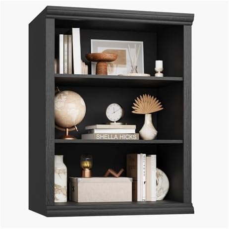 Rresyet 3 Tier Bookcase 27.6" W Bookshelf, White | Ample Vertical Storage Space, Modern Minimalist Home Design, For Home Office, Living Room, Bedroom