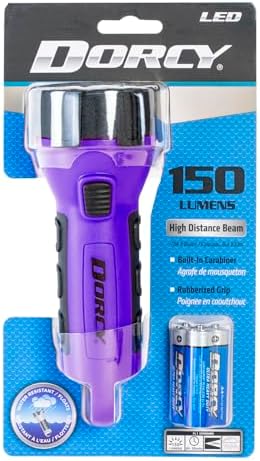 Dorcy 55 Lumen Floating Water Resistant LED Flashlight with Carabineer Clip, Purple (41-2508)