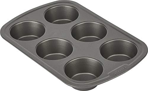 GoodCook Everyday Muffin Pan Nonstick Warp-Resistant Carbon Steel Construction, 6-Cup, Gray