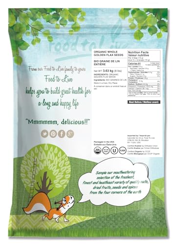 Food to Live Organic Golden Flax Seeds, 4 Pounds – Whole Raw, Non-GMO, Kosher, Vegan, Bulk. Rich in Omega-3 Fatty Acids, Protein, Dietary Fiber. Great for Smoothies, Salads, Granola, & Baked Goods.