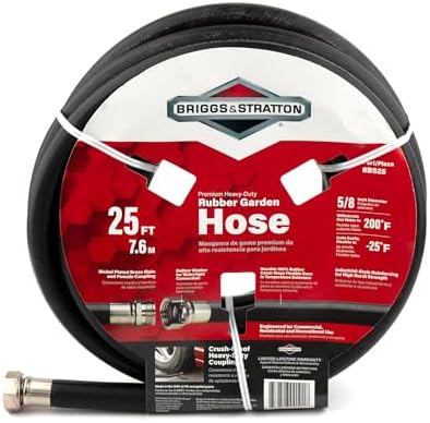 Briggs and Stratton 8BS75 75-Foot Premium Heavy-Duty Rubber Garden Hose, Brass