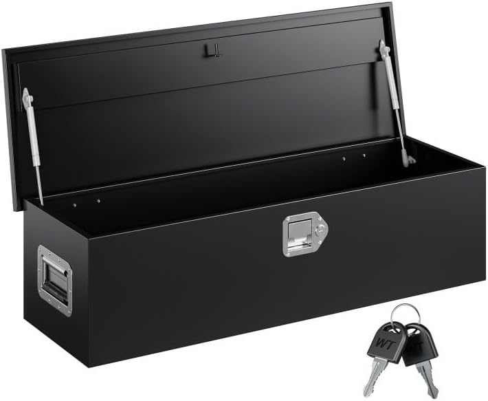 30 Inch Steel Heavy Duty Truck Bed Tool Box, Trailer Tongue Tool Box with Lock and Keys, Tool Box for Storage, Utility Trailer Tool Box for Truck, Pickup, RV, Trailer