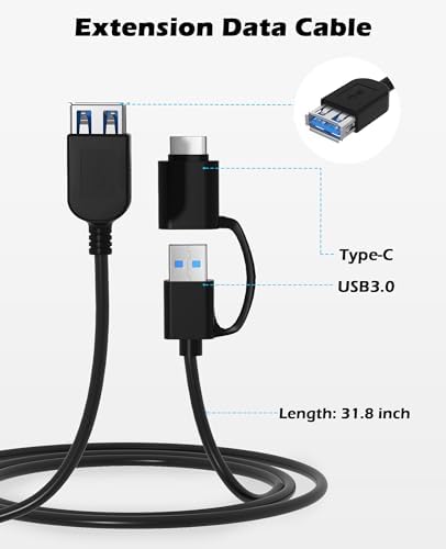 Wbacon External Blu Ray Drive for PC, Support 50G Disc R/W & Blueray Burner | External Blueray DVD Drive with Extension Data Cable & USB 3.0