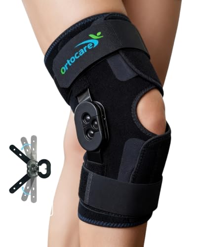 Hinged Knee Brace with Side Stabilizers & Locking Dial- Adjustable Knee Support for ACL Recovery, Meniscus Tear
