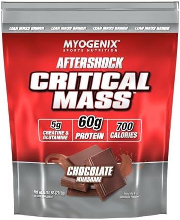 Myogenix Critical Mass Gainer – Muscle Mass Weight Gain Supplement, Zero Lactose Whey Protein Powder – Anabolic Whey Protein – Chocolate Milkshake (6.01 lbs)