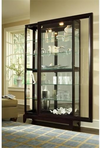 Pulaski Two Way Sliding Door Curio, 46 by 15 by 83-Inch, Chocolate Cherry Finish, Dark Brown