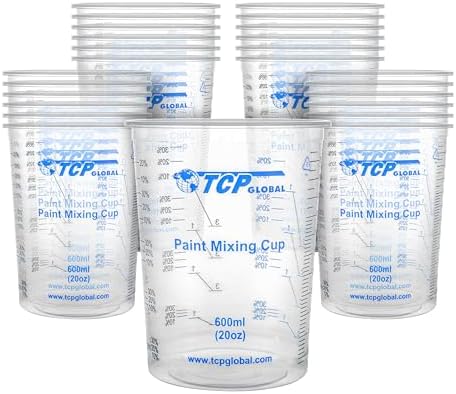 TCP Global 20 oz. (600ml) Graduated Plastic Mixing Cups - Box of 50