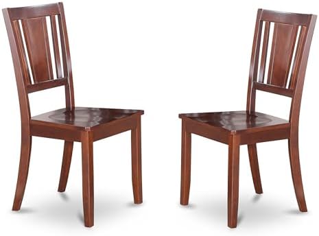 East West Furniture DUC-MAH-LC Dudley Kitchen Dining Chairs - Faux Leather Upholstered Wood Chairs, Set of 2, Mahogany