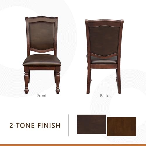 Lordsburg Dining Room Chairs Set of 2, Classic Traditional Dining Chairs For Kitchen, Solid Wood Frame, Solid Back, Armless Side, Cherry Finish