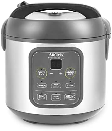 AROMA Digital Rice Cooker, 4-Cup (Uncooked) / 8-Cup (Cooked), Steamer, Grain Cooker, Multicooker, 2 Qt, Stainless Steel Exterior, ARC-914SBD