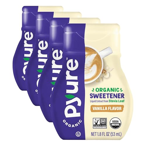 Pyure Organic Vanilla Stevia Liquid Sweetener | Sugar-Free Stevia Drops | Keto Sugar Substitute | Zero Calorie, Zero Carb, Zero Sugar | Liquid Sweetener for Coffee, Tea, Baking | 1.8 fl oz Bottle