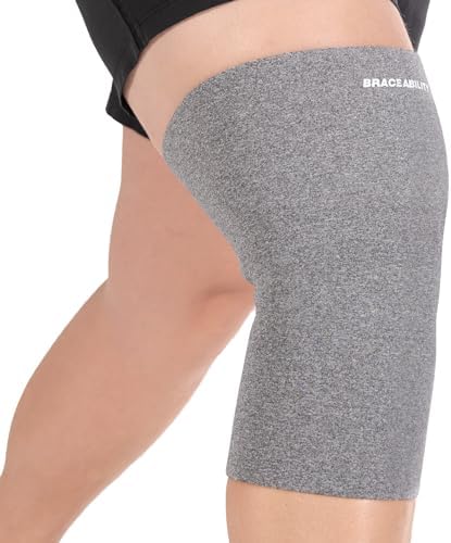 BraceAbility Plus Size Neoprene Knee Sleeve - 5X Bariatric Compression Support Brace for Women's or Men's Arthritis Joint Pain Relief and Treatment, Fitting Big Legs and Obese Thighs (5XL)