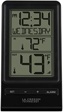 La Crosse Technology 308-1415BW Digital Wireless Thermometer with Time, Black
