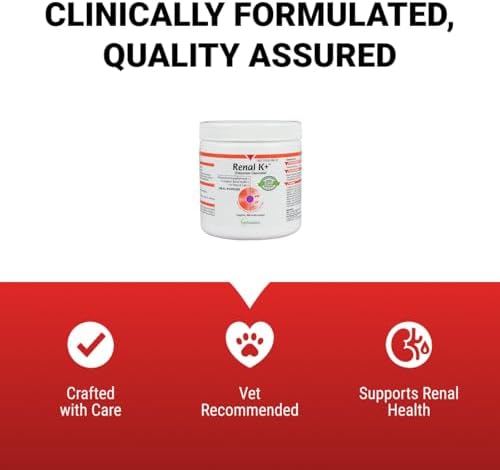 Vetoquinol Renal K - Potassium Supplement Powder for Dogs & Cats - Supports Kidney Health & Pet Wellness - Unflavored Oral Supplement - 3.5oz