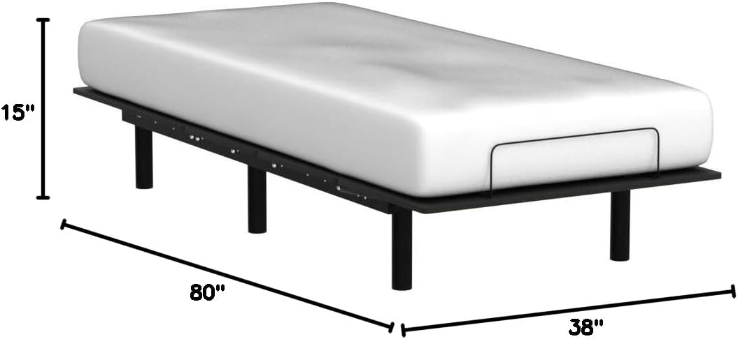 Sven and Son Essential Adjustable Bed Base (Frame) + 12 inch Memory Foam Matt (Medium), Easy Assembly, Head and Foot Lift, Memory Positions