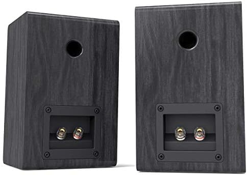 LONPOO Passive Bookshelf Speakers, 150W Wooden Cabinet Stereo Speakers Pair | 4" Carbon Fiber Woofer, 1" Silk Dome Tweeter, Amplifier Required