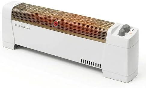 Comfort Zone Electric Baseboard Space Heater with Adjustable Thermostat, Dent-Proof End Panels, Overheat Protection, Tip-Over Switch, & Stay-Cool Body, Ideal for Home, Bedroom, & Office, 1,500W, CZ600
