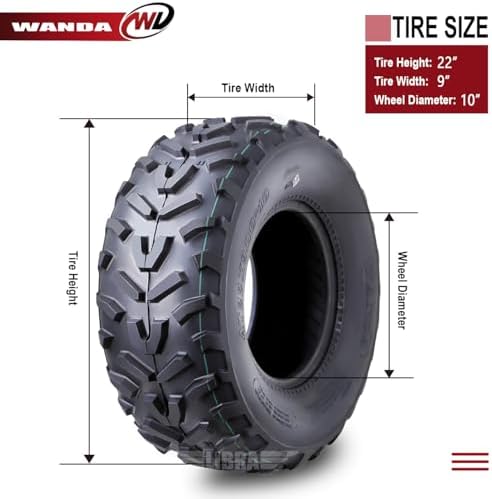 WANDA Sport ATV Tires 22X9-10 22x9x10 10280 Pathfinder K530 Style Mud PK2