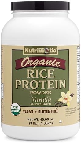 NutriBiotic Certified Organic Rice Protein Vanilla, 3 Lb. | Low Carbohydrate Vegan Protein Powder | Raw, Certified Kosher & Keto Friendly | Made Without Chemicals, GMOs & Gluten | Easy to Digest