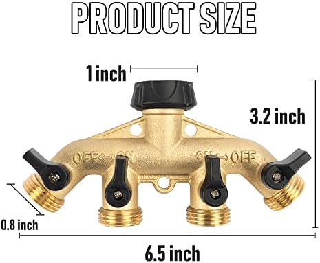 Hourleey Brass Garden Hose Splitter 2 Way, 3/4 Inch Hose Connector Tap Splitter, Hose Y Splitter