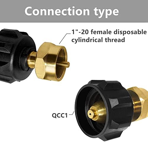 Propane Tank Refill Adapter for 1 lb Bottle QCC1 Type 1 Tank Coupler Brass | Propane Tank to 1 lb Cylinder Adapter for Refilling Disposable Bottles