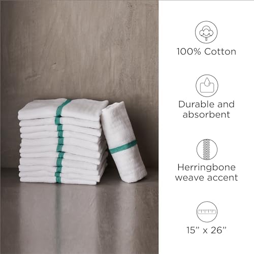 Diane 100% Cotton Barber Towels, 15"x26", Soft and Absorbent Multipurpose Towels for Salon, Spa, and Barber Shop Use, Machine Washable, White, 12 Pack