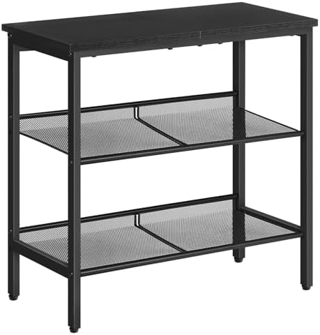 HOOBRO End Table, 3-Tier Narrow Side Table, Nightstand with 2 Flat or Slant Adjustable Shelves for Small Spaces, Hallway, Living Room, Bedroom, Sturdy
