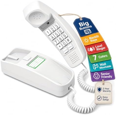 iSoHo Big Button Corded Phone for Seniors – Easy-to-Use Landline with Lighted Keypad, Ergonomic Handset & No Power Needed – Retro Home Phone for Elderly, Visually Impaired & Hard of Hearing | Telephone for seniors, visually impaired, lighted keypad, redi…