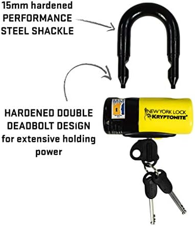 Kryptonite New York FAHGETTABOUDIT 1415 14mm 15 LBS Red Chain & New York Lock 15mm Disc Lock