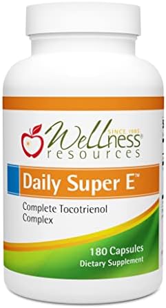 Wellness Resources Daily Super E Tocotrienol Complex - Full Spectrum Vitamin E with Delta, Gamma & Alpha Tocotrienols for Antioxidant Protection, Soy-Free, Natural Source, Non-GMO (180 Caps)