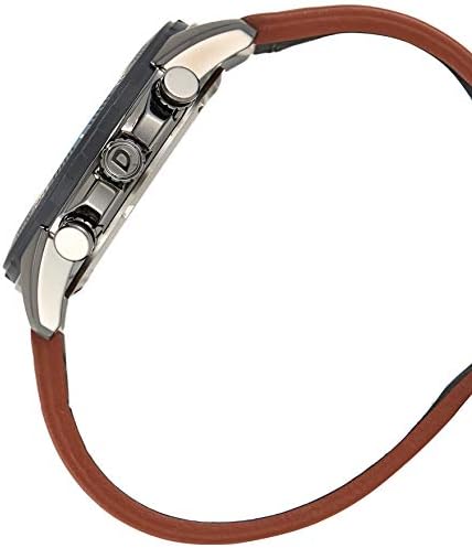 Citizen Men's Eco-Drive Weekender Chronograph Watch in Black IP Stainless Steel with Brown Leather Strap, Black Dial (Model: AT2447-01E)