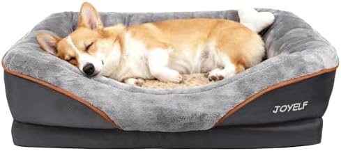JOYELF Large Memory Foam Dog Bed, Orthopedic Dog Bed & Sofa with Removable Washable Cover and Squeaker Toy as Gift