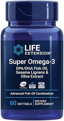 Life Extension Super Omega-3 EPA/DHA Fish Oil, Sesame Lignans & Olive Extract – Heart Health, Brain Health, Inflammation Health Support, Gluten-Free, Easy to Swallow, Non-GMO, 240 Softgels