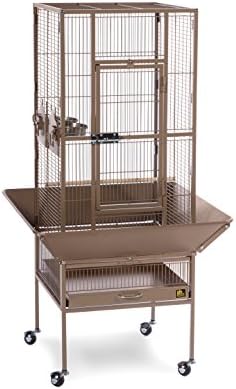Prevue Pet Products Steel Bird Flight Cage with Wheels - Black, Large | Large Birdcage for Parakeets, Canaries, Finches, Cockatiels, Lovebirds, & Green Cheeks, Metal Standing Birdcage
