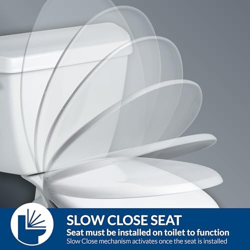 Bemis 1500EC 390 Lift-Off Wood Elongated Toilet Seat, Cotton White (Pack of 1) | Durable enameled wood resists chipping & scratching, fits all standard elongated toilets, Made in USA, 1500EC 390