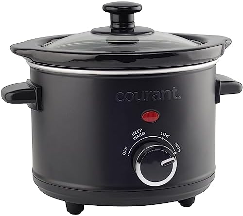 Courant Slow Cooker 5.5 Quart Crock, with Easy Cooking Options, Dishwasher Safe Pot and Glass Lid, Matte Black