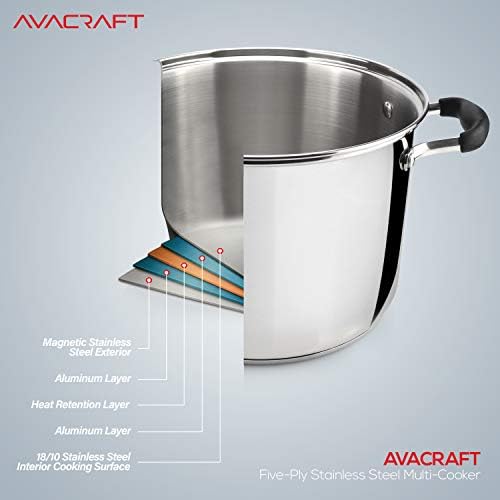 AVACRAFT 7 Quart 18/10 Stainless Steel 4 Piece Pasta Pot Set