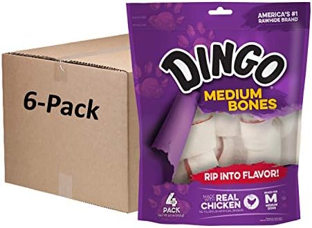 Dingo 156095 Rawhide Bones For Small Dogs, Chicken,White, 6-Count, 8 Ounces